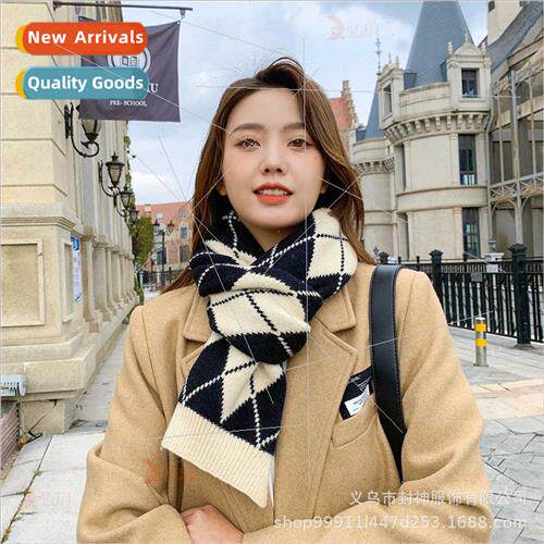 2021 new knted plaid scarf female fall winter students warm