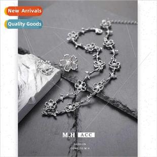 Skeleton Flower Splicing Necklace Women Clavicle Chain ins P