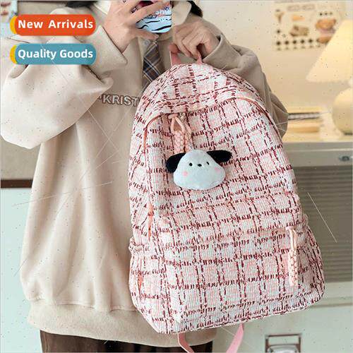 Plaid schoolbag female classroom shoulder bag Autumn winter