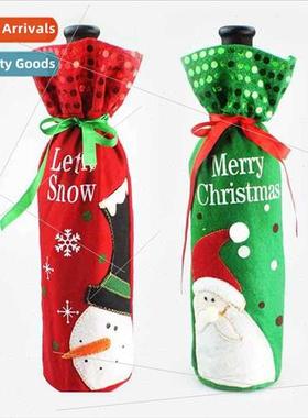 Christmas Day Decoration Sequins Wine Bags Santa Claus Snowm