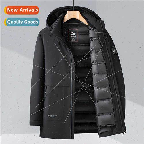 Down jacket men medium-length casual middle-aged removable l