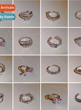 Korea ins zirconia love irregular ring hundred match index f