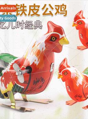 Tin rooster wind-up clockwork jumping chicken after 80 handm