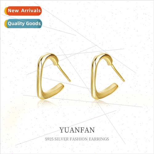 925 silver vintage earrings female niche Europe ins geometri