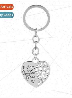 2017 new letter mother daughter openwork heart keychain char