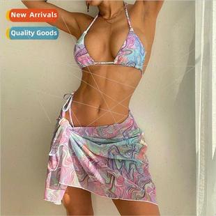 sexy prin women multicolor tie Europe new ins swimsu 2023