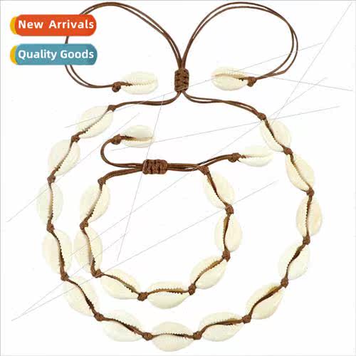 creative shell jewelry set collar chain collar red waxed wir