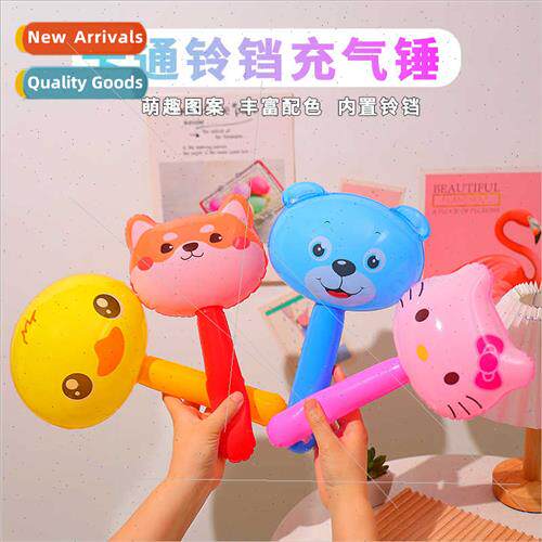 Cartoon animal head inflatable hammer long stick wh bell chi