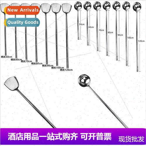 Chef frying large spoon restaurant canteen thickened long ha