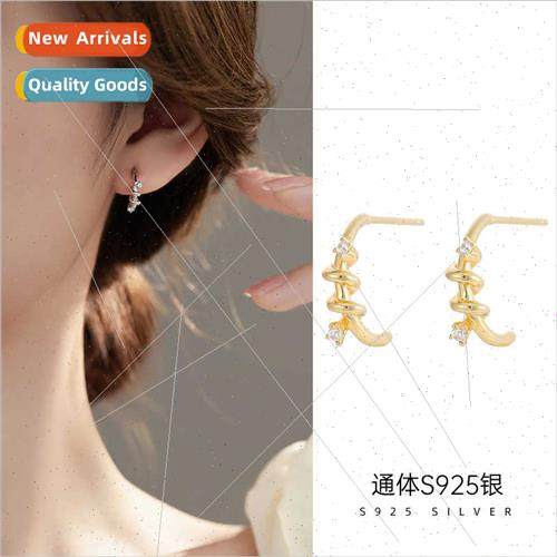 S925 silver niche knot earrings female simple ins hundred th