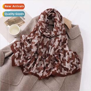 Color nen Long Plaid Two Women Scarf Cotton Faux