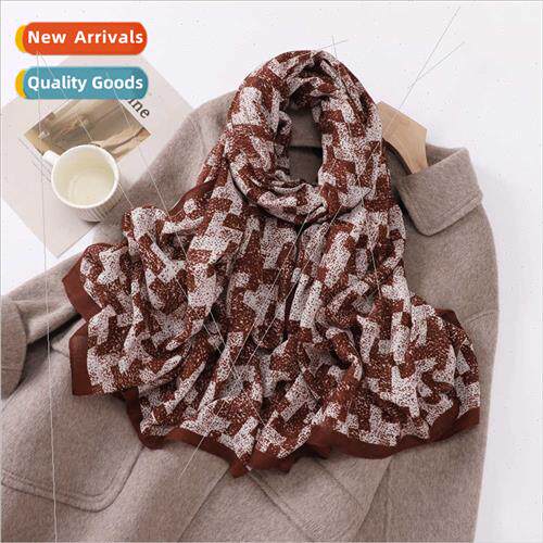 Faux Cotton nen Scarf Women Two Color Plaid Scarf Long lk Sc