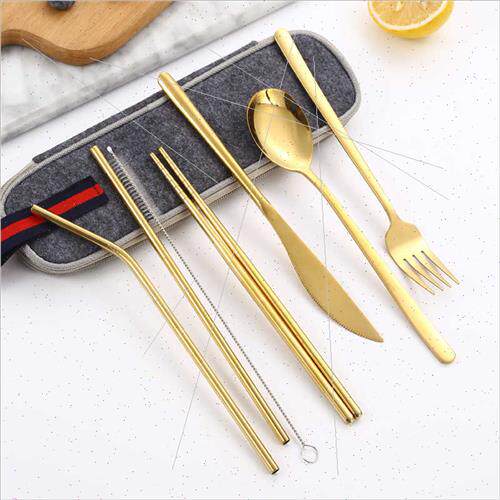 304 Straw Cutlery Set Korea Western Knife Fork Spoon Straw P