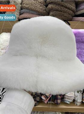 Winter Huge Oversized Fur Fisherman Hat Bowler Hat Warm Wint