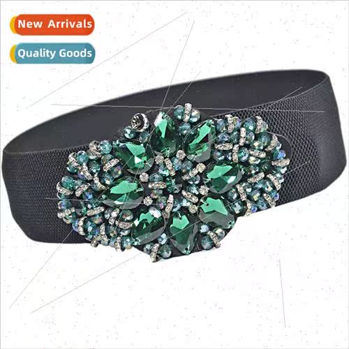 Ladies Colorful Rhinestone Embellished Wide Belt Womens Swee