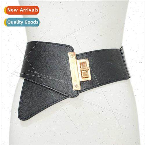 Fashion Ladies Hollow Imation Leather Elastic Wide Waistband