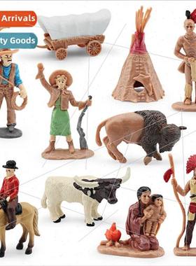 Character Scene Model Wild West Set Cowboys Buffalo Indian W