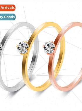 Korea Ins simple monotonous fairy stainless steel diamond ri