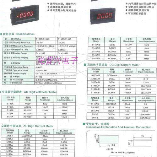 4 ? dig current measuring instrument Digal panel meter Rang