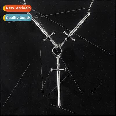 Creative vintage tarot cards three swords necklace nd gothic