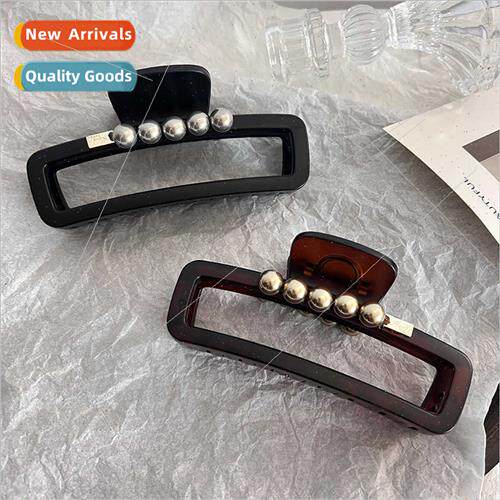 Boutique black square pearl hair clips plate hair grab clip
