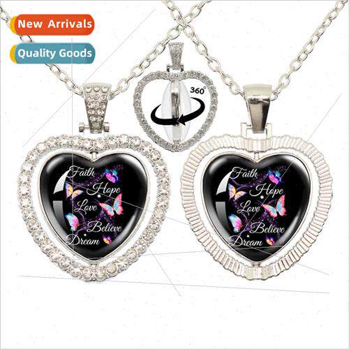 Popular Magic Butterfly Heart Pendant 360 Degree Spinning La