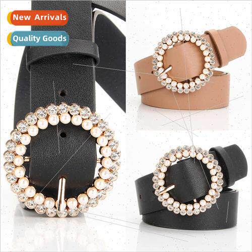 Elegant fashion ladies PU belt pearl  alloy buckle intellect