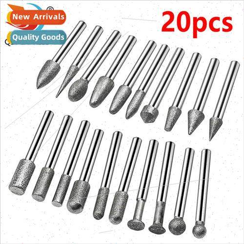 20 sets 6mm shank diamond grinding head jade carving tools g