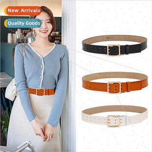 Women  leather belt cowhide wide belt decorative skirt casua