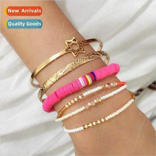 Europe Metal Open Bangle Women Combo Mixed Colorful Soft Cer