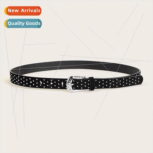 Fall winter new black suede claw beads belt versatile fashio