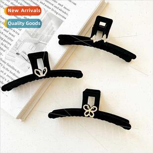 13cm Large Black Flocking Grab Clip Female Temperament Elega