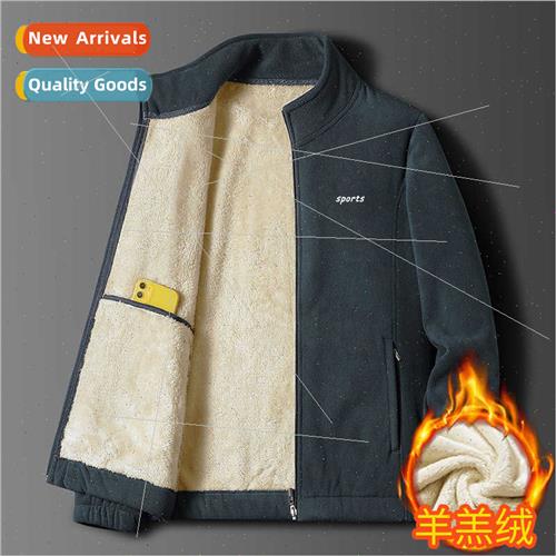 Jacket men  2022 fall winter warm lamb wool middle-aged men图片
