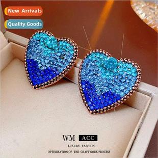 diamond blue heart lver fashion full earrings earring needle