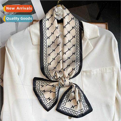 Korean  new spring fall H word long silk scarf female hair t