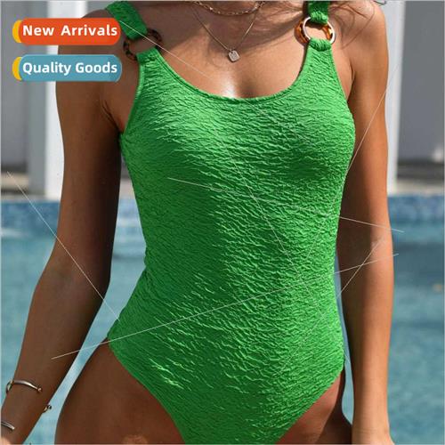 2024 New Europe Sexy Jacquard One-piece Swimsu Women Solid C