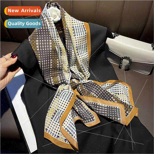 silk ribbon double double crepe silk long scarf whe collar v
