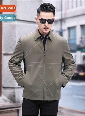 aozi  men fall business casual men middle-aged elderly lapel