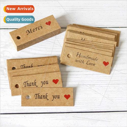 Kraft paper hangtag Thank you Handmade Merci heart handmade