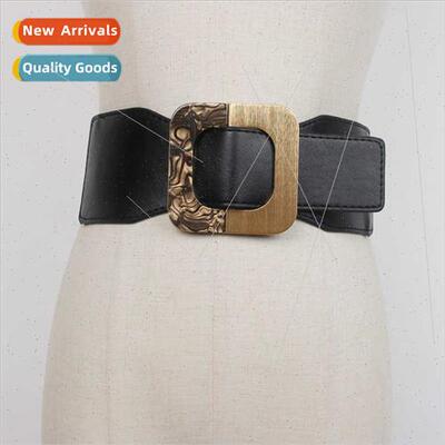 Trench coat wide belt female Europe fashion color blocking s