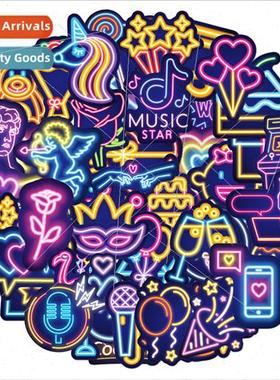 Ins wind neon stickers 50 motorcycle helmet car bumper decor