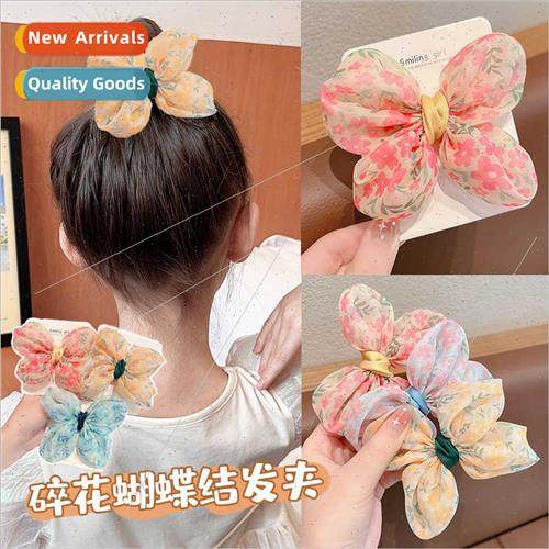 Children bow hair clips ltle girl cute mesh hairpin summer c