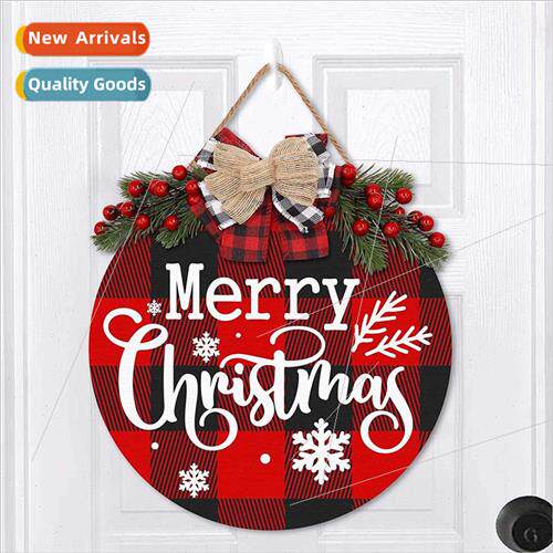 American Christmas Wooden Welcome Door gn Red Round Christma