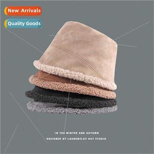 plush warm suede sided thic female wear hat Double fisherman