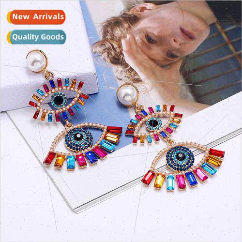 Devil eye earrings female new Europe long personalized eye j