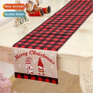 Plaid Table Gnome Black Christmas Red Decoration 2023 Flag