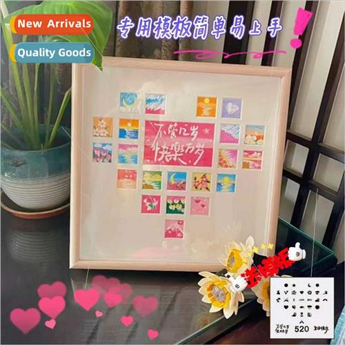 Wooden heart oil painting stick multi-grid heart-shaped phot