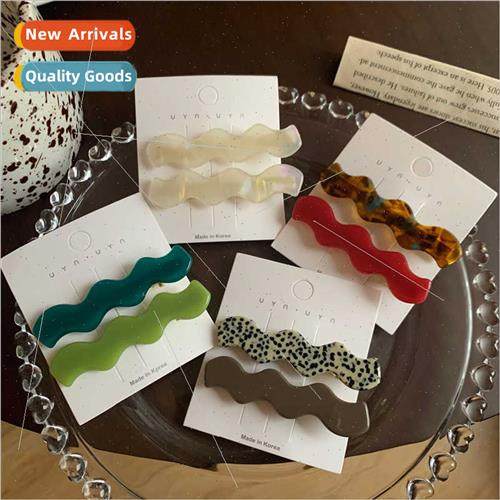 Korean acetate hair clips retro ehead broken hairpin wave du