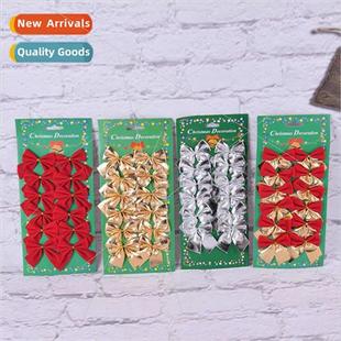 Gold lver 12pcs Decorations Bow 5.5cm Cloth Christmas Red
