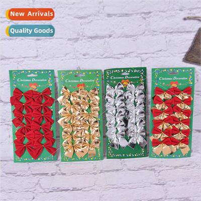 Christmas Decorations 5.5cm Gold lver Red Cloth Bow(12pcs Ch